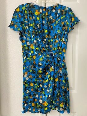 Zara Blue Floral Wrap Dress